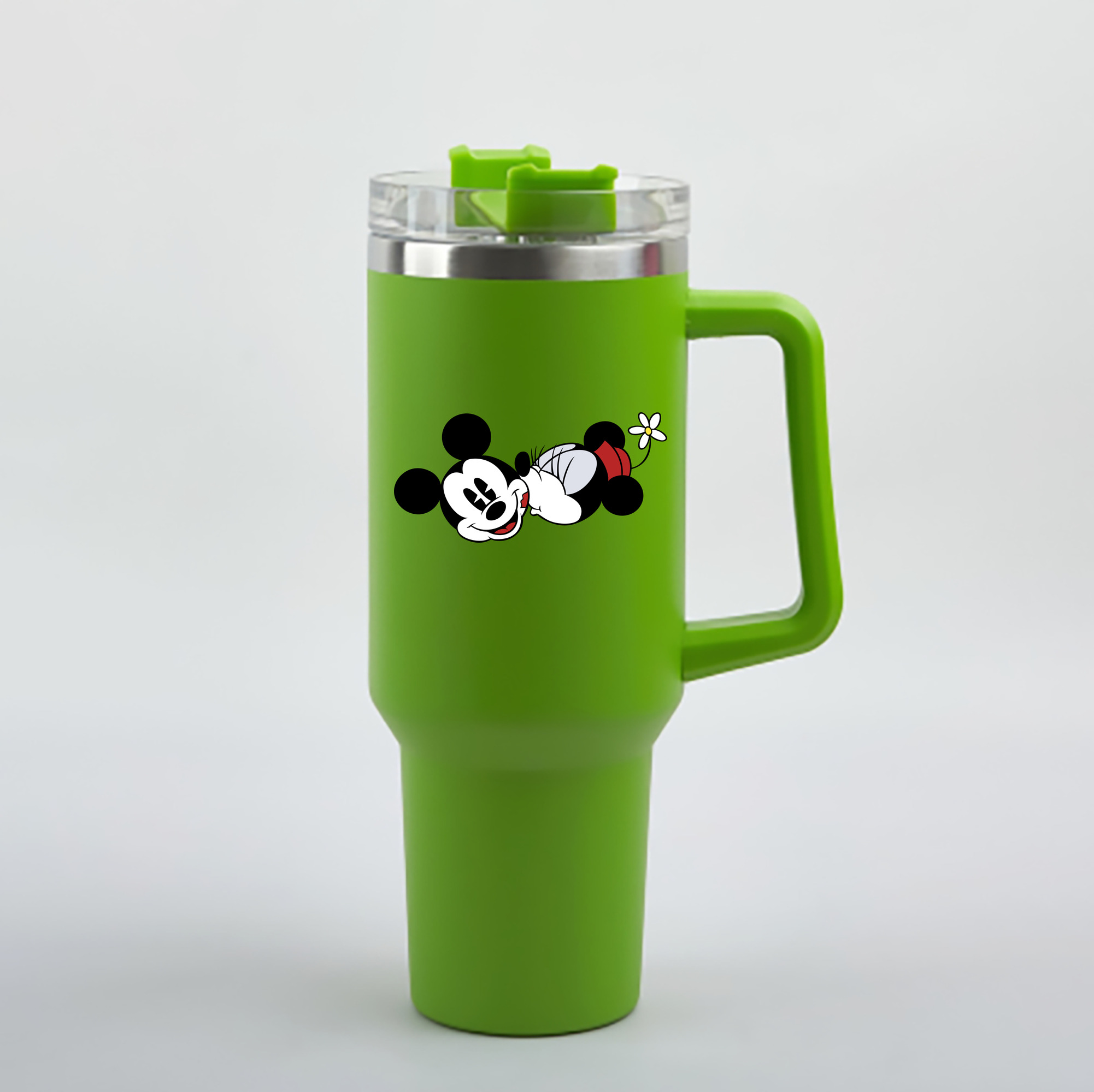（画像用） ミッキーマウス Mickey Mouse 1200mL車用タンブラー - クリスタルステッカー（プラスチックストロー付き）